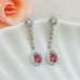  SELOVO Women Girls Drop Earrings Shinning Rose Red Cubic Zirconia Dangle Earrings Silver Tone